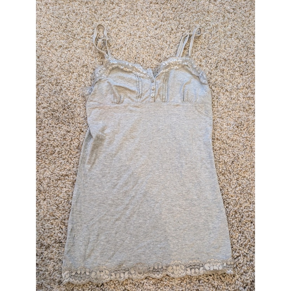 Arizona Jean Company Heather Gray Lace Trim Camisole Top Small Y2K Coquette